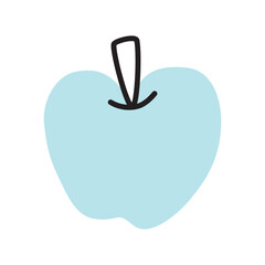 Apple doodle icon hand drawn in a modern minimalistic style isolated on white background. Vector illustration