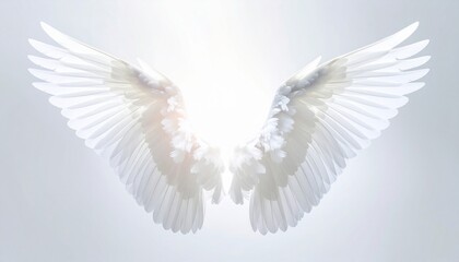 Obraz premium White Angel Wings Abstract Art with Feathers Light and Soft Gradient Background