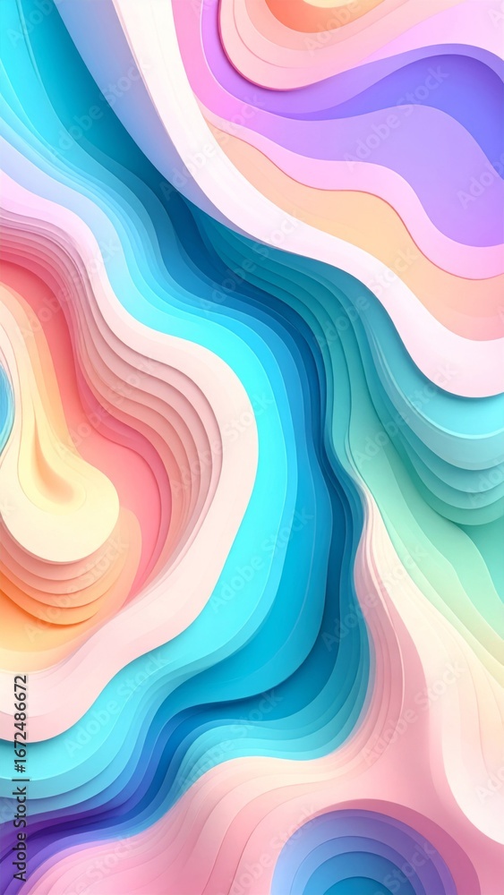 Aufkleber pastel layers abstract design with smooth gradient shapes and dynamic wave pattern