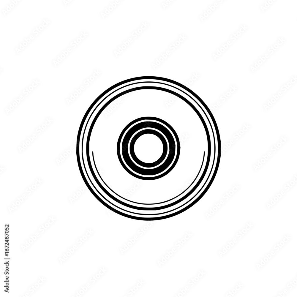 Aufkleber a simple black and white illustration of a round object with concentric circles on a white backgroun