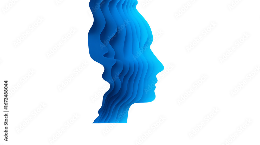 Aufkleber abstract multiple exposure human head profile with layers on transparent background