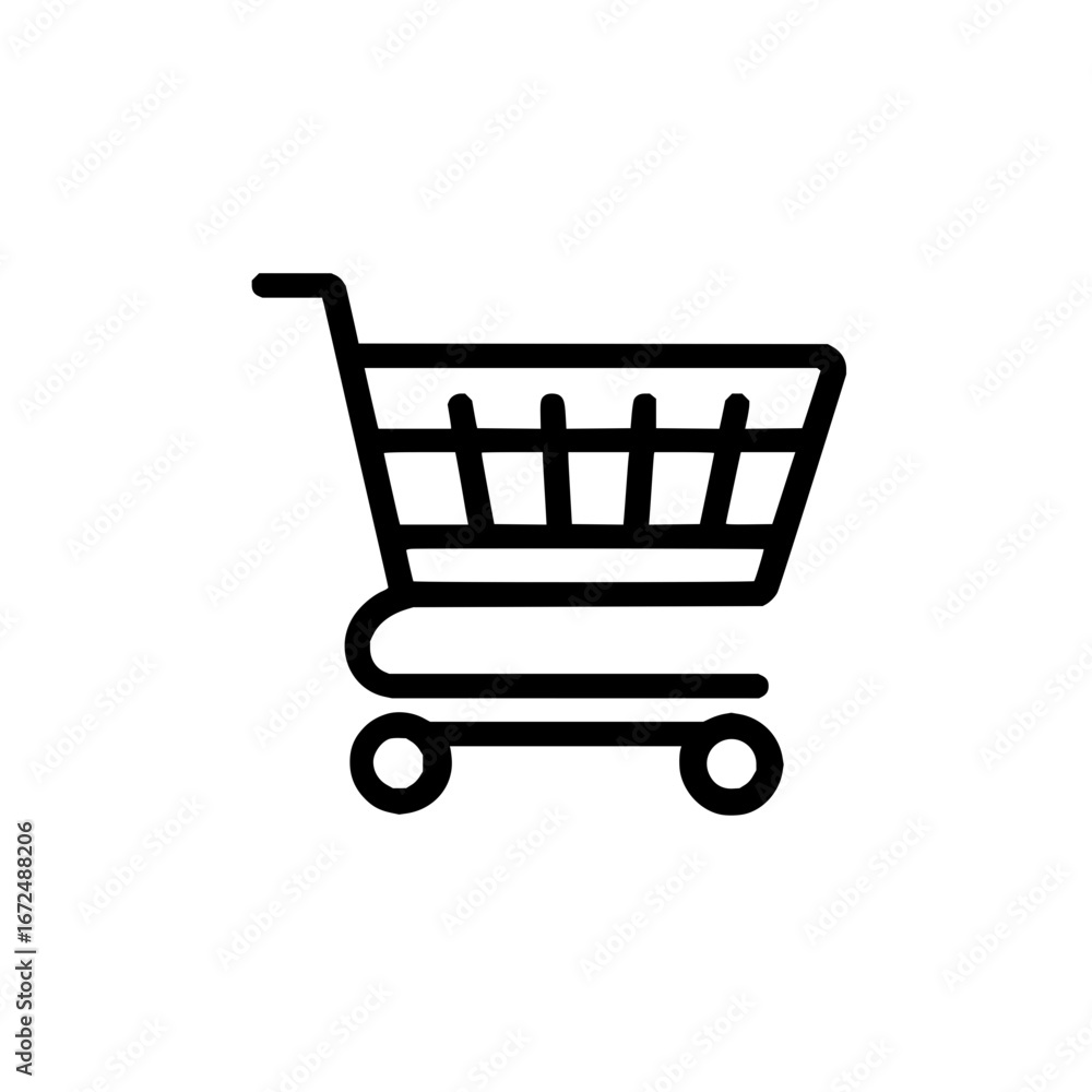 Aufkleber a simple line drawing of a shopping cart with a handle and wheels on a white background design image