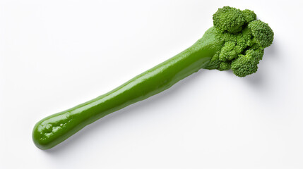 Top down view of a vibrant green broccoli stalk puree with a