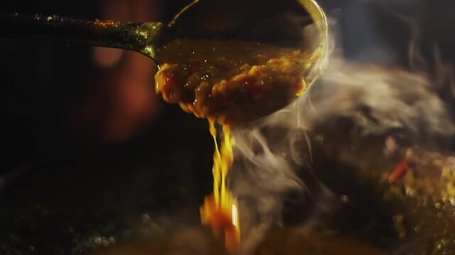 Hot Yellow dal. Cooking lentil for dinner.