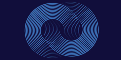 Blue abstract background with blue glowing geometric lines. Modern shiny blue oval lines pattern. Curved lines. Futuristic technology concept. modern