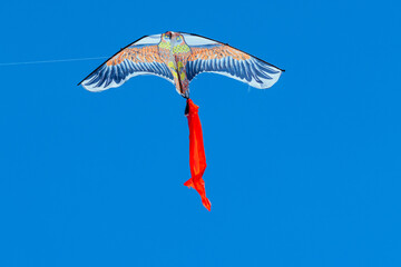 Cometas artesanales volando sobre un cielo despejado en Peguche, Imbabura, Ecuador