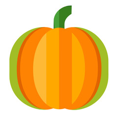 Flat design orange pumpkin with green stem