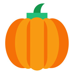 Simple orange pumpkin with green stem and leaf