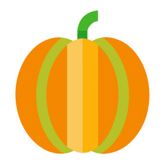 Stylized orange pumpkin with green stem and stripes