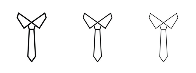 Tie icon in outline stroke style symbol.