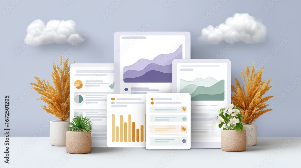 Poster modern dashboard design showcasing inflation impact summaries with trend graphs and analytics in cle