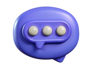 3d purple chat bubble icon with three dots