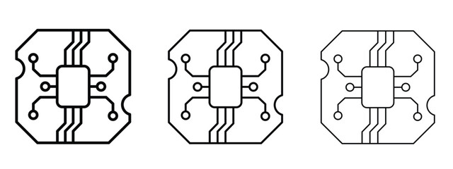 PCB icon in outline stroke style symbol.