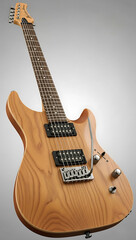Fototapeta premium Electric Guitar Musical Instrument with Tremolo System and Natural Wood Finish