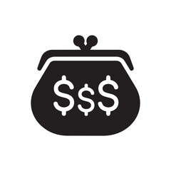 Money purse with dollar signs, financial wealth concept