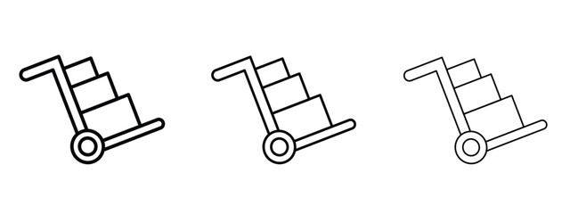 Hand truck icon in outline stroke style symbol.