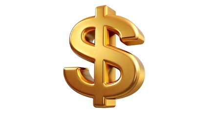 Fototapeta premium Shiny golden dollar sign symbol on a white background