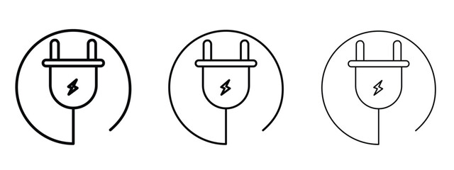 Electric plug icon in outline stroke style symbol.
