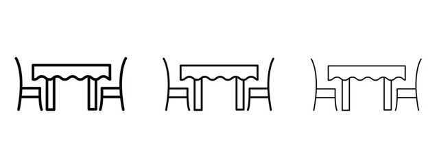 Dinner table icon in outline stroke style symbol.