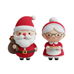 Obraz premium Charming Cartoon Santa Claus and Mrs Claus with Christmas Presents and Cookies