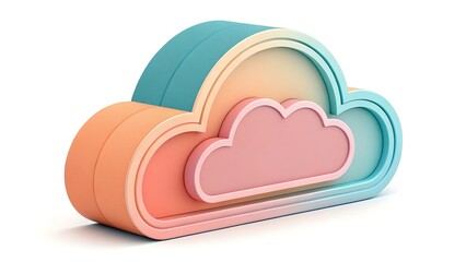 Stylized 3d cloud icon with soft gradient colors