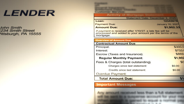 Generic Mortgage Statement for Residential Home