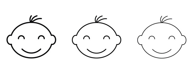 Baby boy icon in outline stroke style symbol.