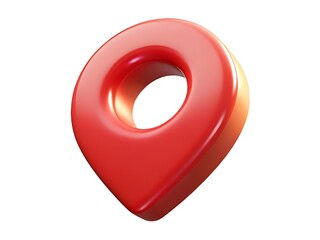 Shiny red 3d map pin icon isolated on white background