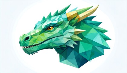 Colorful dragon head, polygonal style