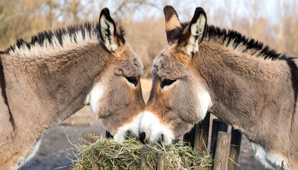Two Donkeys Close Together Gently