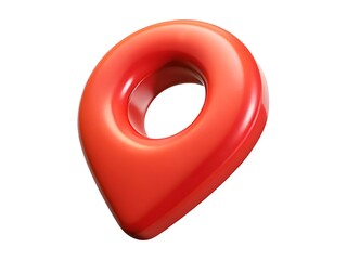 Bright red location pin icon isolated on white background