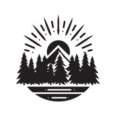 forest canopy vector silhouette clipart logo design illustration. forest icon set collections