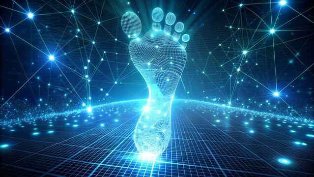Digital Footprint in the Metaverse Technology Data Security and Virtual Identity Concept