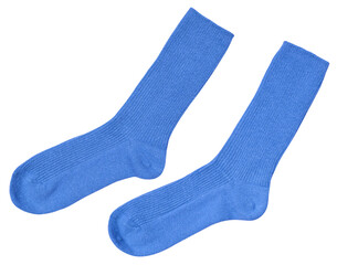 Blue socks isolated on a transparent background. PNG.