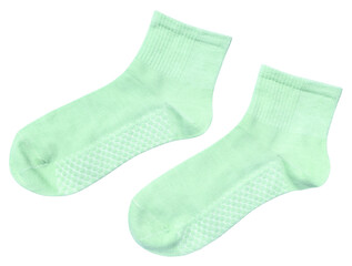 Light Green Women's Socks isolated on a transparent background.