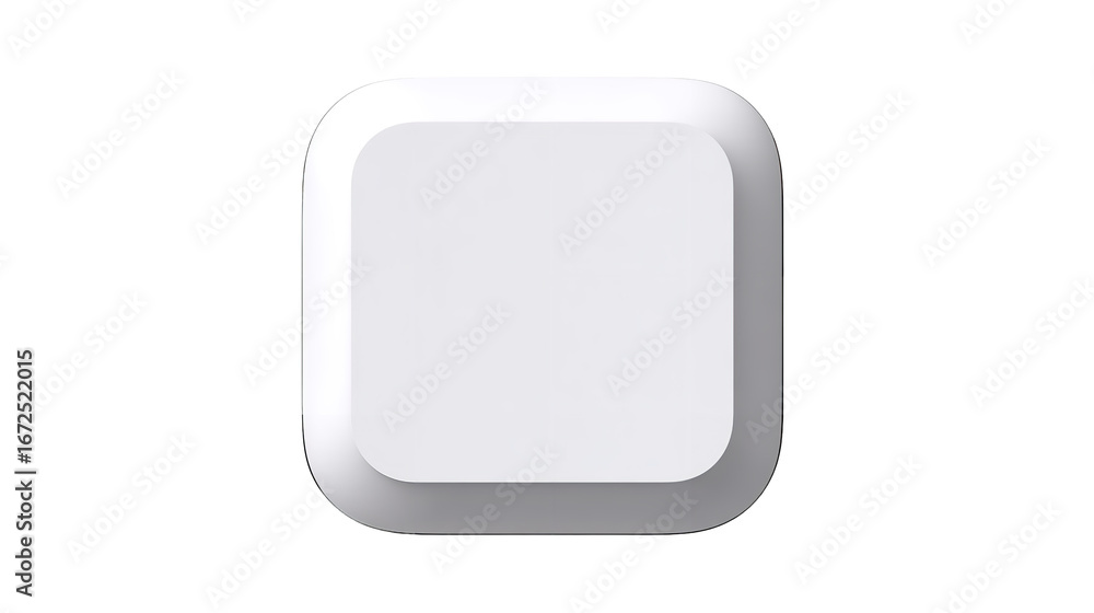 Poster blank white rounded square button, simple form design on transparent background