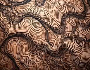 Fototapeta premium Abstract Topographic Texture with Brown and Black Curved Lines Background Pattern