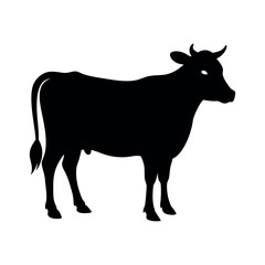 Cow Black Silhouette Vector on White Background