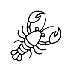 Lobster Outline Vector on White Background