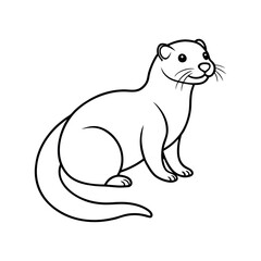 Otter Outline Vector on White Background