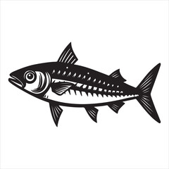 A Fresh Close-up of Mackerel, a Sleek and Oily Saltwater Fish with a Unique Iridescent Striped Body, Known for being a Nutritious and Flavorful Meal