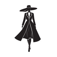 Model Wearing Hat And Coat Silhouette