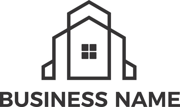 Real Estate property house interior design minimalist logo design in editable vector file and PNG Transparent file
