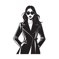 Female Model Posing In Trench Coat Silhouette