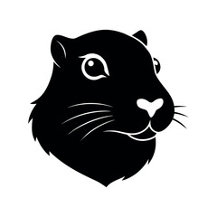 Prairie Dog Head Black Silhouette Vector on White Background