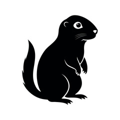 Prairie Dog Black Silhouette Vector on White Background