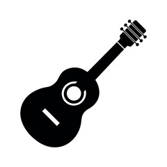 Ukulele Black Silhouette Vector on White Background