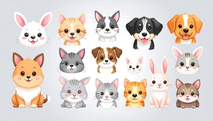 Cute cartoon animal portraits