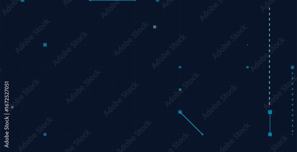 Aufkleber futuristic blue vector tech background with geometric lines and dots on dark grid.