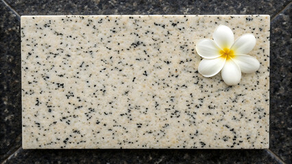 Elegant Granite Slab with Delicate White Flower A Study in Texture and Natural Beauty for Design Inspiration